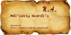 Mándity András névjegykártya